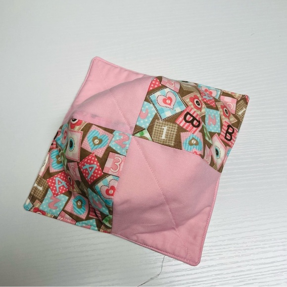 Hand Crafted Bowl Cozy Bowl Holder Microwavable  Cotton Pink - Picture 4 of 7